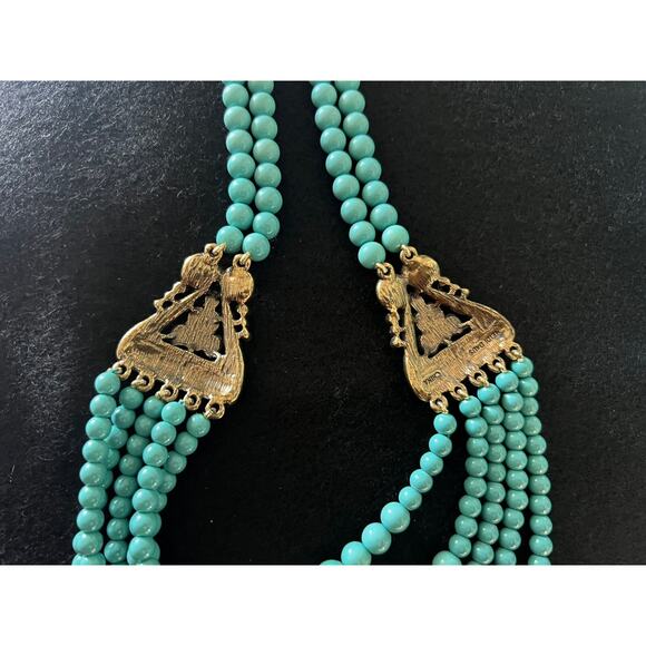 HEIDI DAUS 5 Strand Turquoise & Multi Color Crystal Necklace Adjustable STUNNING - Picture 4 of 16